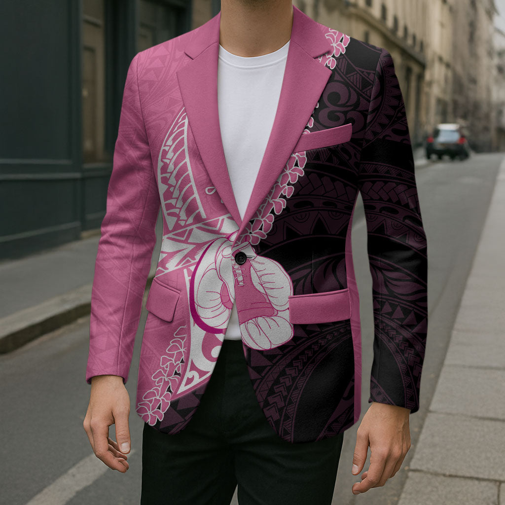 Personalised Polynesia Breast Cancer Awareness Blazer Fight With Hope Pink Ribbon Boxing Gloves LT14 - Polynesian Pride