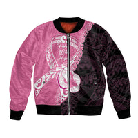 Personalised Polynesia Breast Cancer Awareness Bomber Jacket Fight With Hope Pink Ribbon Boxing Gloves LT14 Unisex Pink - Polynesian Pride