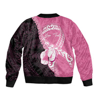 Personalised Polynesia Breast Cancer Awareness Bomber Jacket Fight With Hope Pink Ribbon Boxing Gloves LT14 - Polynesian Pride