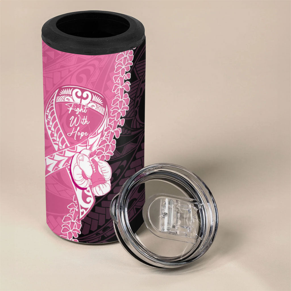 Personalised Polynesia Breast Cancer Awareness 4 in 1 Can Cooler Tumbler Fight With Hope Pink Ribbon Boxing Gloves LT14 - Polynesian Pride