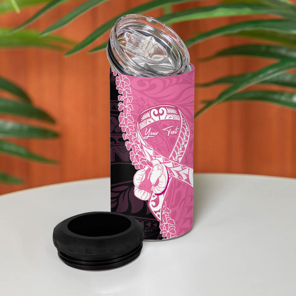 Personalised Polynesia Breast Cancer Awareness 4 in 1 Can Cooler Tumbler Fight With Hope Pink Ribbon Boxing Gloves LT14 - Polynesian Pride
