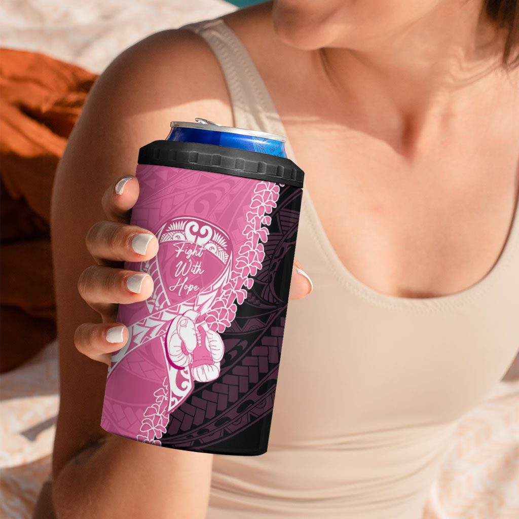 Personalised Polynesia Breast Cancer Awareness 4 in 1 Can Cooler Tumbler Fight With Hope Pink Ribbon Boxing Gloves LT14 - Polynesian Pride