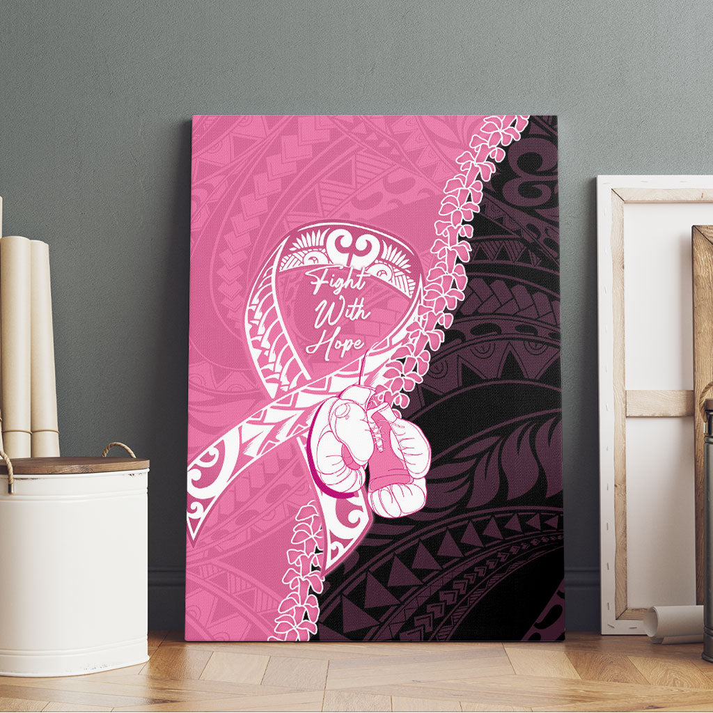 Polynesia Breast Cancer Awareness Canvas Wall Art Fight With Hope Pink Ribbon Boxing Gloves LT14 - Polynesian Pride