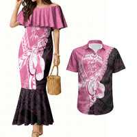 Personalised Polynesia Breast Cancer Awareness Couples Matching Mermaid Dress and Hawaiian Shirt Fight With Hope Pink Ribbon Boxing Gloves LT14 Pink - Polynesian Pride