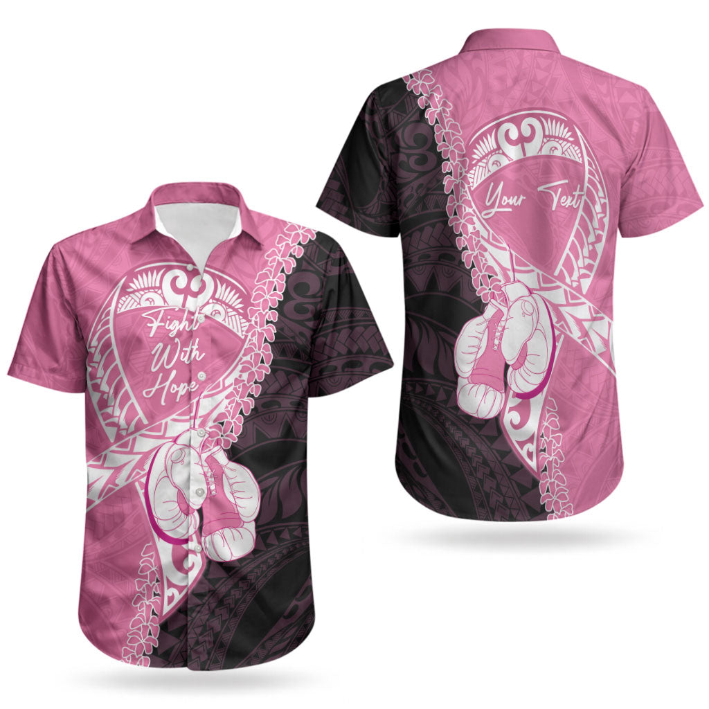 Personalised Polynesia Breast Cancer Awareness Couples Matching Summer Maxi Dress and Hawaiian Shirt Fight With Hope Pink Ribbon Boxing Gloves LT14 - Polynesian Pride