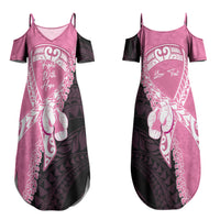 Personalised Polynesia Breast Cancer Awareness Couples Matching Summer Maxi Dress and Hawaiian Shirt Fight With Hope Pink Ribbon Boxing Gloves LT14 - Polynesian Pride
