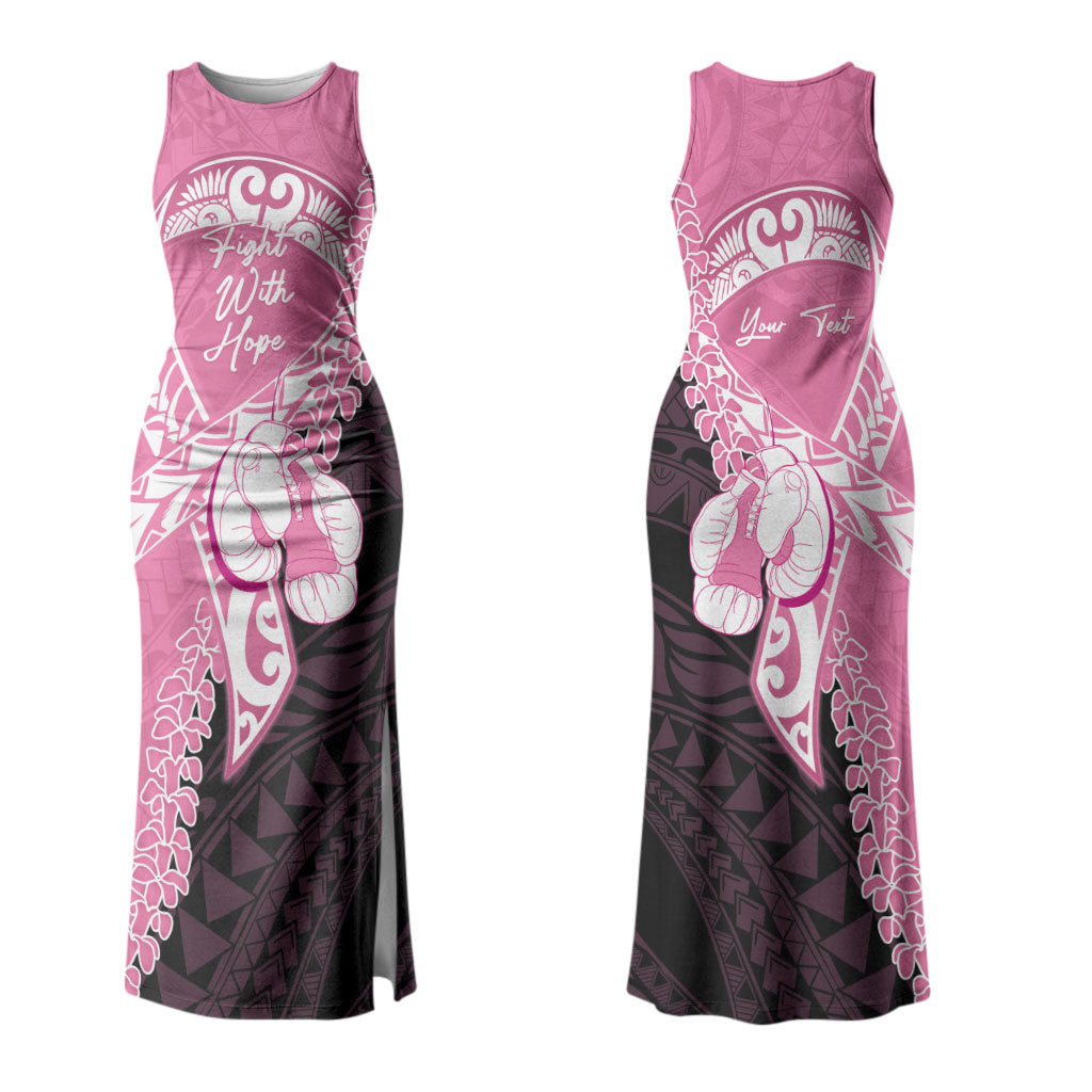 Personalised Polynesia Breast Cancer Awareness Couples Matching Tank Maxi Dress and Hawaiian Shirt Fight With Hope Pink Ribbon Boxing Gloves LT14 - Polynesian Pride
