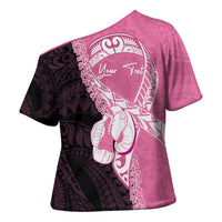 Personalised Polynesia Breast Cancer Awareness Cross Shoulder Shirt Fight With Hope Pink Ribbon Boxing Gloves LT14 - Polynesian Pride