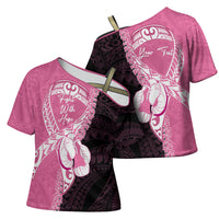Personalised Polynesia Breast Cancer Awareness Cross Shoulder Shirt Fight With Hope Pink Ribbon Boxing Gloves LT14 - Polynesian Pride