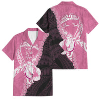Personalised Polynesia Breast Cancer Awareness Family Matching Long Sleeve Bodycon Dress and Hawaiian Shirt Fight With Hope Pink Ribbon Boxing Gloves LT14 Dad's Shirt - Short Sleeve Pink - Polynesian Pride