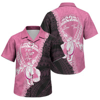 Personalised Polynesia Breast Cancer Awareness Family Matching Off The Shoulder Long Sleeve Dress and Hawaiian Shirt Fight With Hope Pink Ribbon Boxing Gloves LT14 Son's Shirt Pink - Polynesian Pride