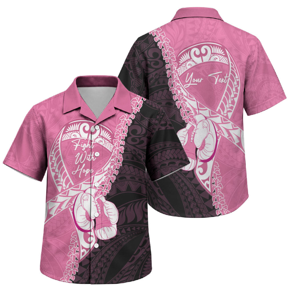 Personalised Polynesia Breast Cancer Awareness Family Matching Puletasi and Hawaiian Shirt Fight With Hope Pink Ribbon Boxing Gloves LT14 Son's Shirt Pink - Polynesian Pride