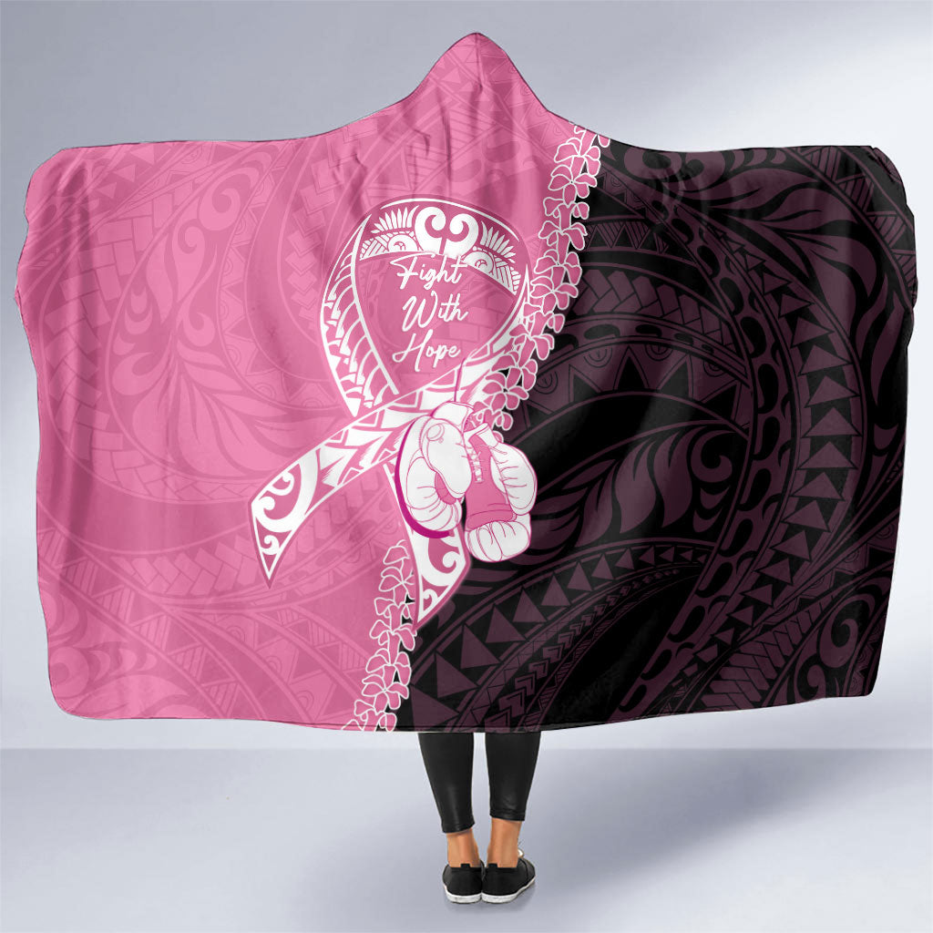 Polynesia Breast Cancer Awareness Hooded Blanket Fight With Hope Pink Ribbon Boxing Gloves LT14 One Size Pink - Polynesian Pride