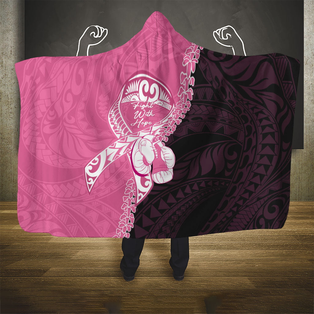 Polynesia Breast Cancer Awareness Hooded Blanket Fight With Hope Pink Ribbon Boxing Gloves LT14 - Polynesian Pride