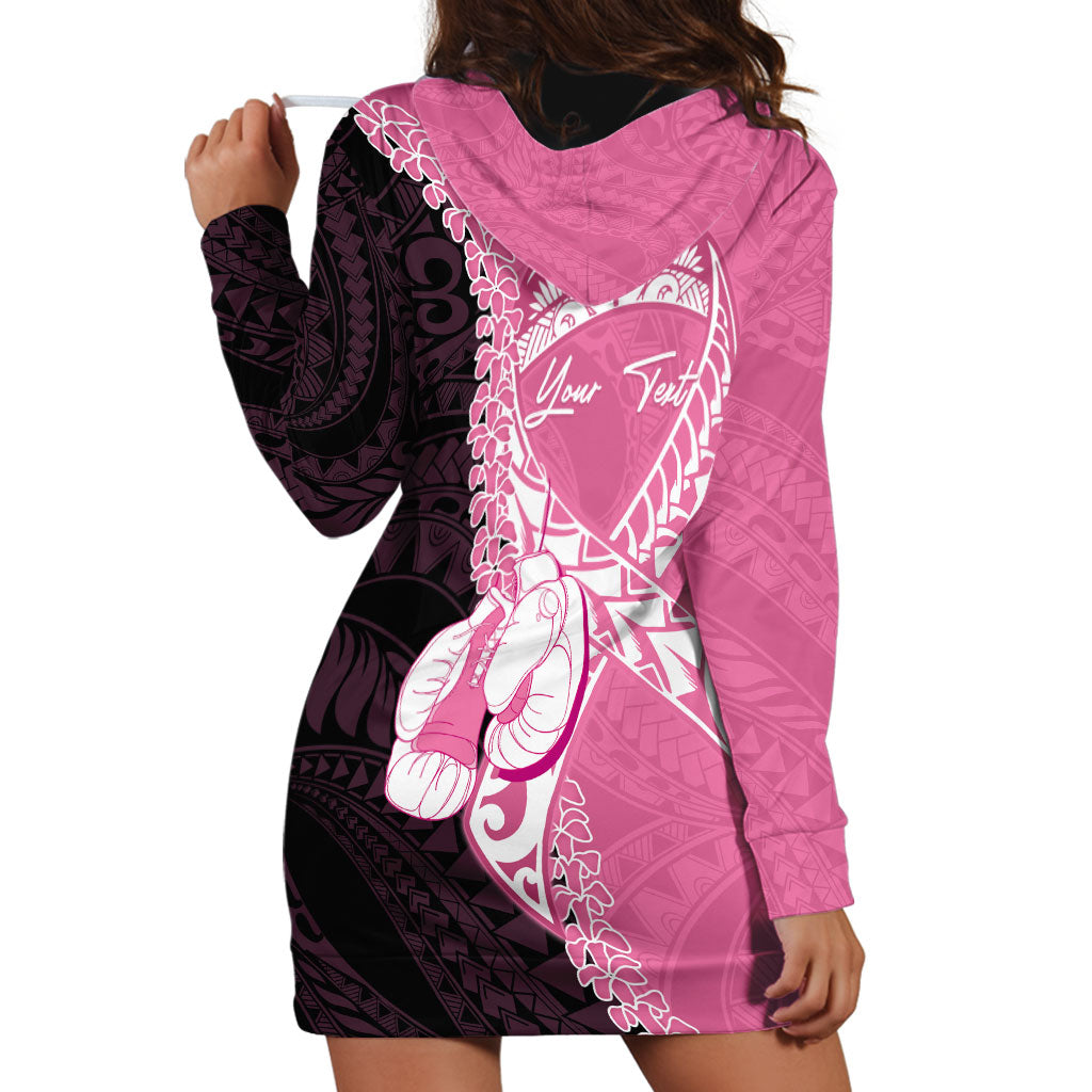 Personalised Polynesia Breast Cancer Awareness Hoodie Dress Fight With Hope Pink Ribbon Boxing Gloves LT14 - Polynesian Pride