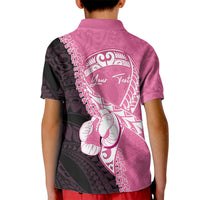 Personalised Polynesia Breast Cancer Awareness Kid Polo Shirt Fight With Hope Pink Ribbon Boxing Gloves LT14 - Polynesian Pride