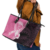 Polynesia Breast Cancer Awareness Leather Tote Bag Fight With Hope Pink Ribbon Boxing Gloves LT14 - Polynesian Pride