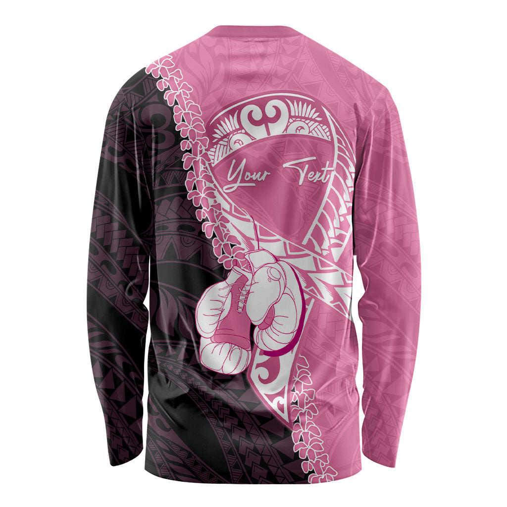 Personalised Polynesia Breast Cancer Awareness Long Sleeve Shirt Fight With Hope Pink Ribbon Boxing Gloves LT14 - Polynesian Pride
