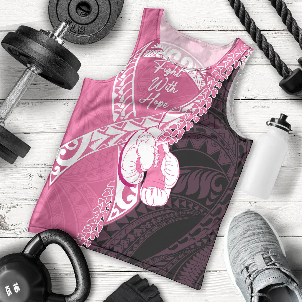 Personalised Polynesia Breast Cancer Awareness Men Tank Top Fight With Hope Pink Ribbon Boxing Gloves LT14 - Polynesian Pride