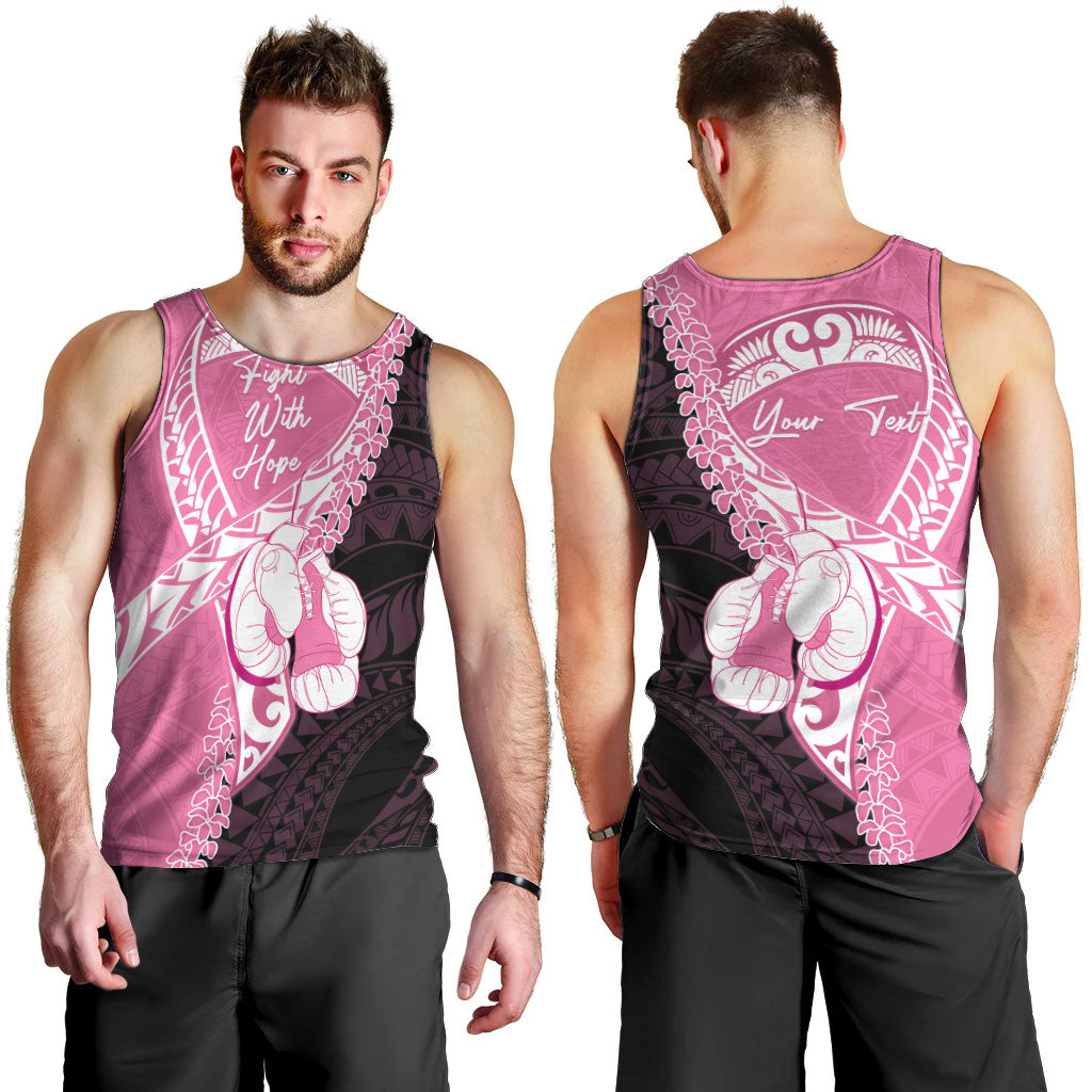 Personalised Polynesia Breast Cancer Awareness Men Tank Top Fight With Hope Pink Ribbon Boxing Gloves LT14 - Polynesian Pride