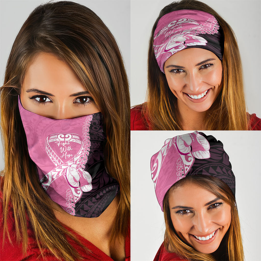 Polynesia Breast Cancer Awareness Neck Gaiter Fight With Hope Pink Ribbon Boxing Gloves LT14 - Polynesian Pride