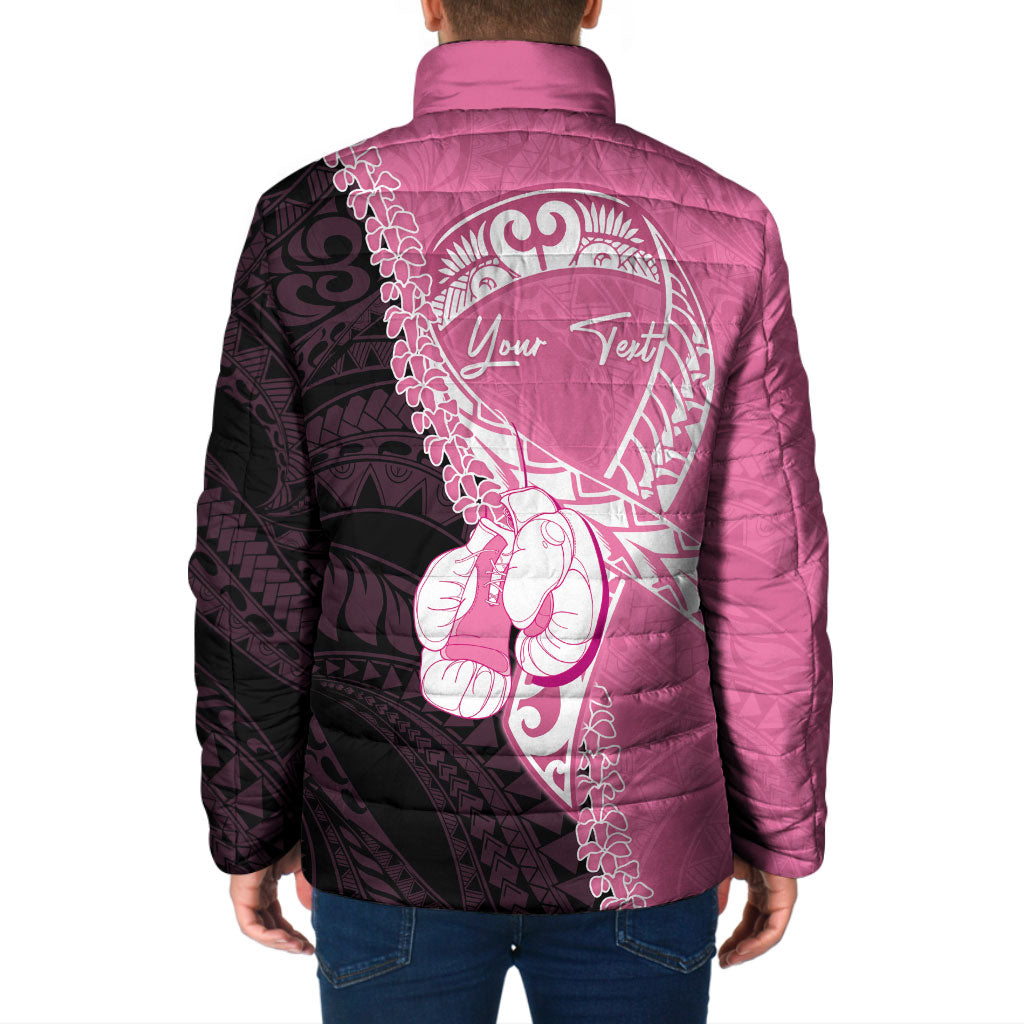 Personalised Polynesia Breast Cancer Awareness Padded Jacket Fight With Hope Pink Ribbon Boxing Gloves LT14 - Polynesian Pride