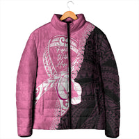 Personalised Polynesia Breast Cancer Awareness Padded Jacket Fight With Hope Pink Ribbon Boxing Gloves LT14 - Polynesian Pride