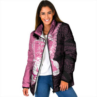 Personalised Polynesia Breast Cancer Awareness Padded Jacket Fight With Hope Pink Ribbon Boxing Gloves LT14 Women Pink - Polynesian Pride