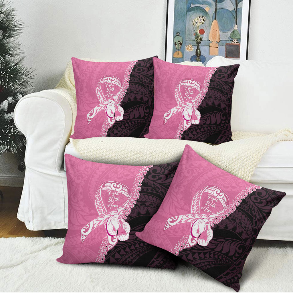 Polynesia Breast Cancer Awareness Pillow Cover Fight With Hope Pink Ribbon Boxing Gloves LT14 - Polynesian Pride