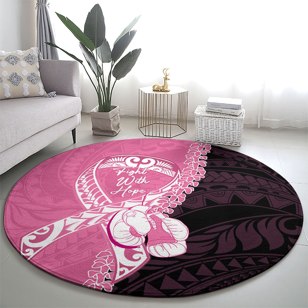 Polynesia Breast Cancer Awareness Round Carpet Fight With Hope Pink Ribbon Boxing Gloves LT14 - Polynesian Pride