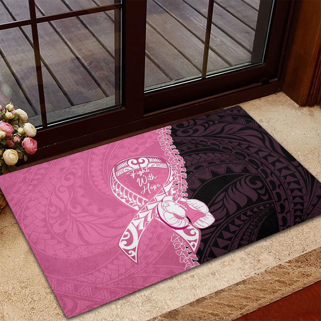 Polynesia Breast Cancer Awareness Rubber Doormat Fight With Hope Pink Ribbon Boxing Gloves LT14 - Polynesian Pride
