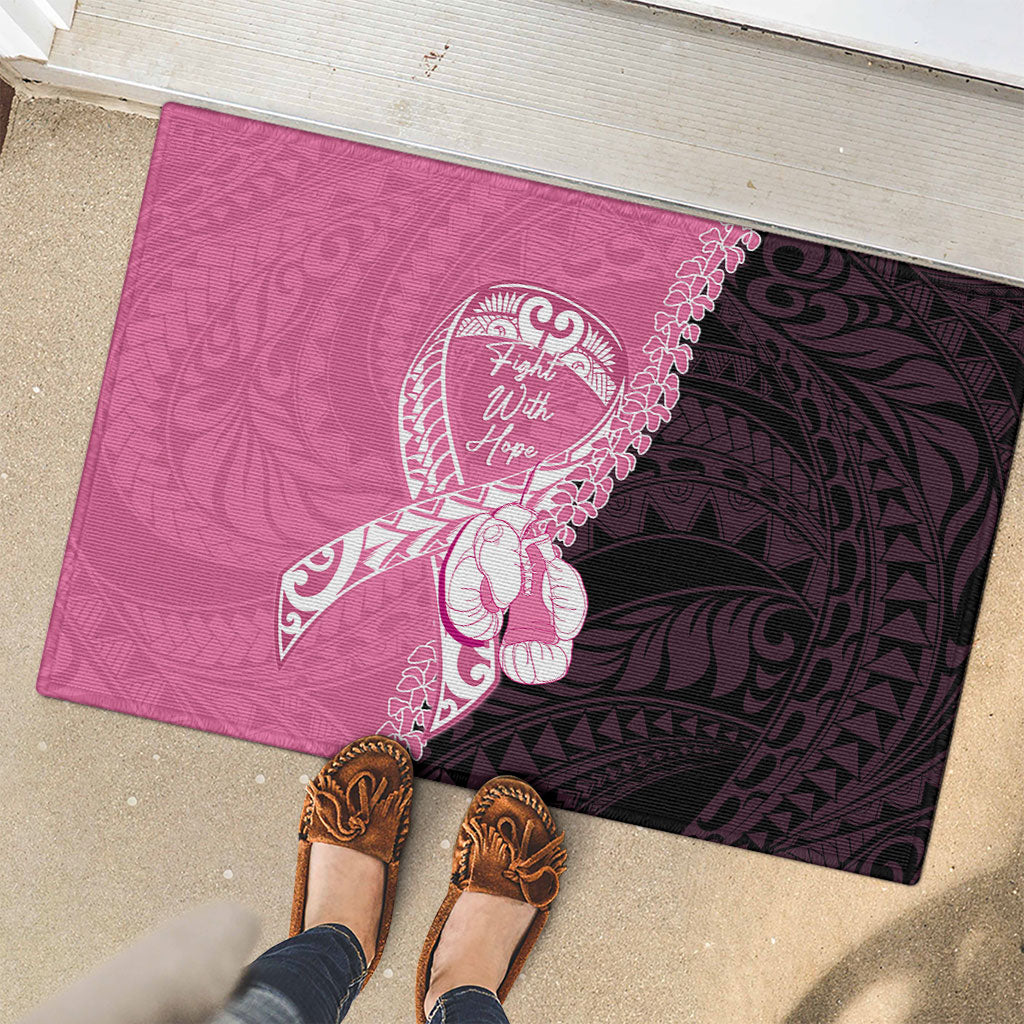 Polynesia Breast Cancer Awareness Rubber Doormat Fight With Hope Pink Ribbon Boxing Gloves LT14 - Polynesian Pride