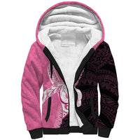 Personalised Polynesia Breast Cancer Awareness Sherpa Hoodie Fight With Hope Pink Ribbon Boxing Gloves LT14 Unisex Pink - Polynesian Pride