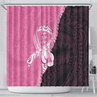 Polynesia Breast Cancer Awareness Shower Curtain Fight With Hope Pink Ribbon Boxing Gloves LT14 - Polynesian Pride