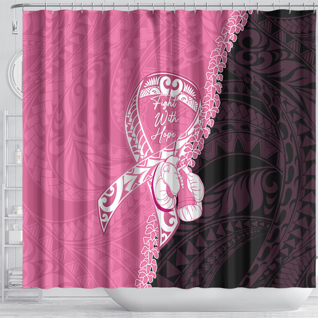 Polynesia Breast Cancer Awareness Shower Curtain Fight With Hope Pink Ribbon Boxing Gloves LT14 - Polynesian Pride