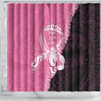 Polynesia Breast Cancer Awareness Shower Curtain Fight With Hope Pink Ribbon Boxing Gloves LT14 - Polynesian Pride