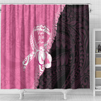 Polynesia Breast Cancer Awareness Shower Curtain Fight With Hope Pink Ribbon Boxing Gloves LT14 - Polynesian Pride