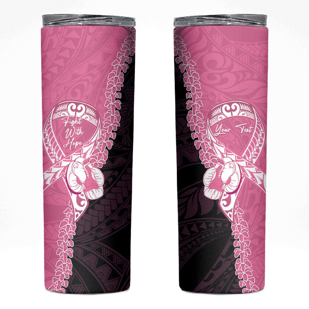 Personalised Polynesia Breast Cancer Awareness Skinny Tumbler Fight With Hope Pink Ribbon Boxing Gloves LT14 Pink - Polynesian Pride