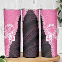 Personalised Polynesia Breast Cancer Awareness Skinny Tumbler Fight With Hope Pink Ribbon Boxing Gloves LT14 - Polynesian Pride