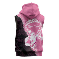 Personalised Polynesia Breast Cancer Awareness Sleeveless Hoodie Fight With Hope Pink Ribbon Boxing Gloves LT14 - Polynesian Pride
