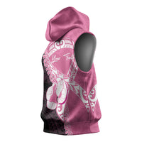 Personalised Polynesia Breast Cancer Awareness Sleeveless Hoodie Fight With Hope Pink Ribbon Boxing Gloves LT14 - Polynesian Pride
