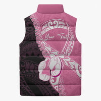 Personalised Polynesia Breast Cancer Awareness Sleeveless Puffer Jacket Fight With Hope Pink Ribbon Boxing Gloves LT14 - Polynesian Pride