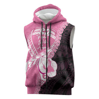 Personalised Polynesia Breast Cancer Awareness Sleeveless Zip Hoodie Fight With Hope Pink Ribbon Boxing Gloves LT14 Pink - Polynesian Pride