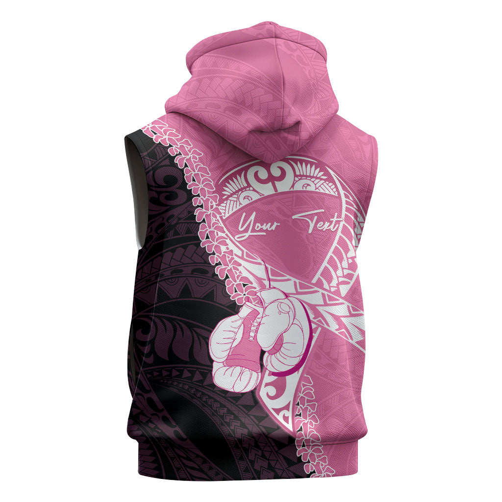 Personalised Polynesia Breast Cancer Awareness Sleeveless Zip Hoodie Fight With Hope Pink Ribbon Boxing Gloves LT14 - Polynesian Pride