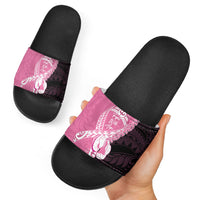 Polynesia Breast Cancer Awareness Slide Sandals Fight With Hope Pink Ribbon Boxing Gloves LT14 - Polynesian Pride