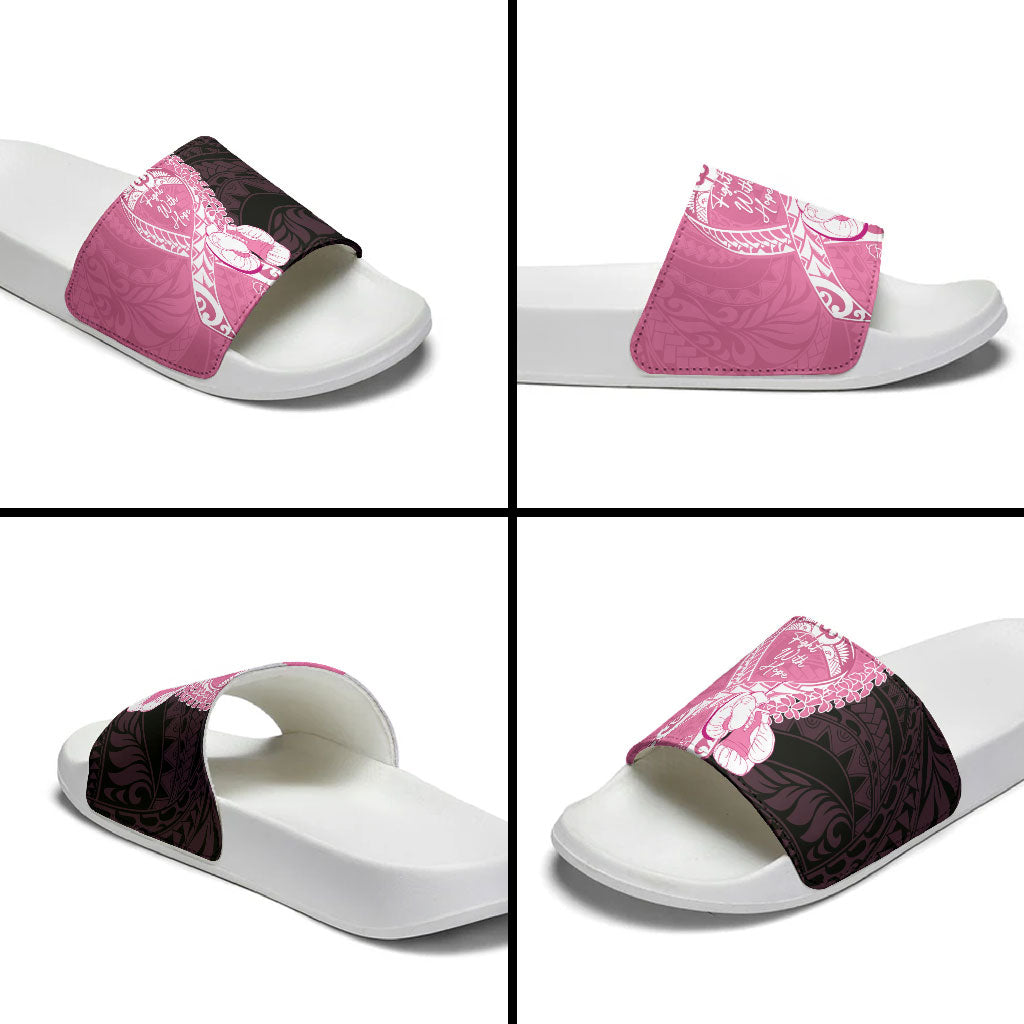 Polynesia Breast Cancer Awareness Slide Sandals Fight With Hope Pink Ribbon Boxing Gloves LT14 - Polynesian Pride