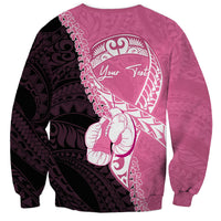 Personalised Polynesia Breast Cancer Awareness Sweatshirt Fight With Hope Pink Ribbon Boxing Gloves LT14 - Polynesian Pride