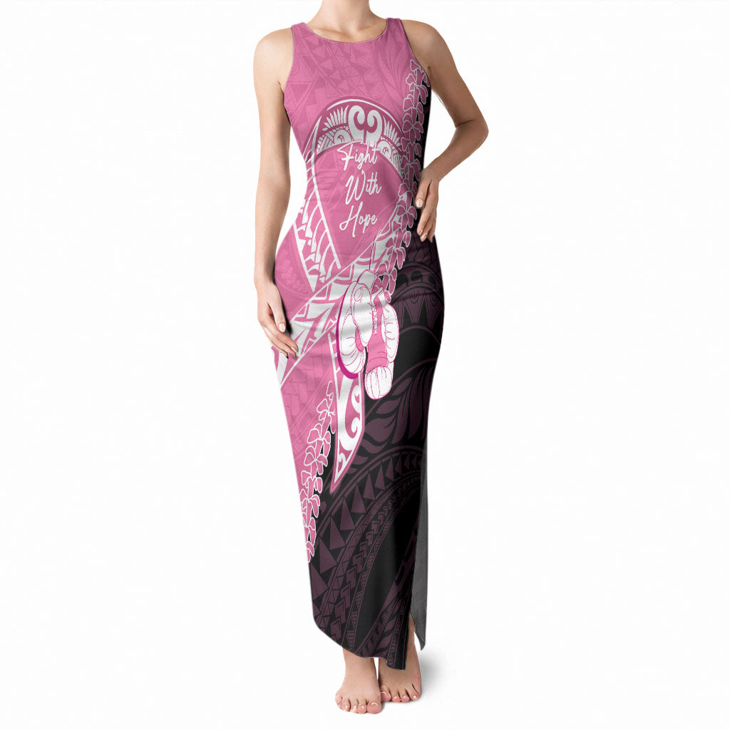 Personalised Polynesia Breast Cancer Awareness Tank Maxi Dress Fight With Hope Pink Ribbon Boxing Gloves LT14 Women Pink - Polynesian Pride