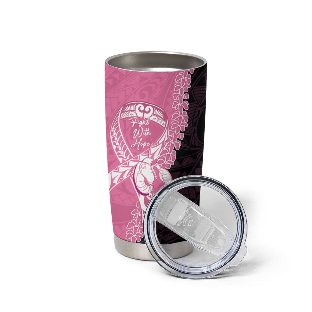 Personalised Polynesia Breast Cancer Awareness Tumbler Cup Fight With Hope Pink Ribbon Boxing Gloves LT14 - Polynesian Pride