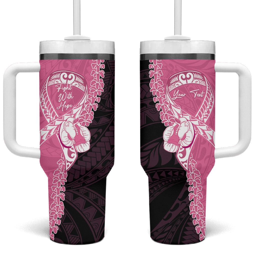Personalised Polynesia Breast Cancer Awareness Tumbler With Handle Fight With Hope Pink Ribbon Boxing Gloves LT14 One Size: 40 oz Pink - Polynesian Pride